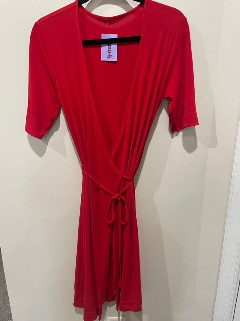 Ronny Kobo Collection Red Wrap Dress with Tie Detail